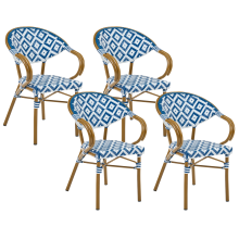 Set of 4 Garden Chairs CASPRI PE Rattan Blue/ White