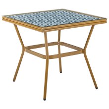 Bistro Table CASPRI 80 cm 80 cm PE Rattan Blue/ White