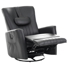 Rocking Recliner Chair REA Swivel Faux Leather Black