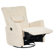 Rocking Recliner Chair REA Swivel Chenille Light Beige