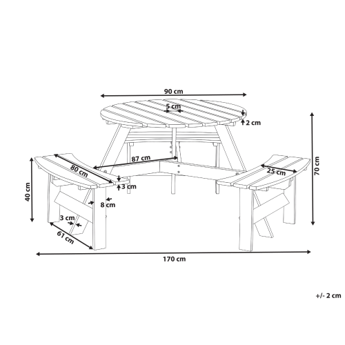 Beliani Picnic Table with Benches CAPARCOTTA Fir Wood Light Brown 2