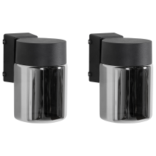 Set of 2 Outdoor LED Wall Lights NEVES Black