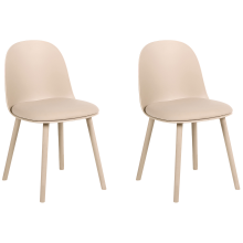 Set of 2 Dining Chairs ANKENY Faux Leather Beige