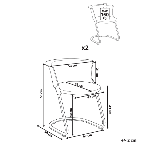 Beliani Set of 2 Dining Chairs OSHKOSH Off-White 2