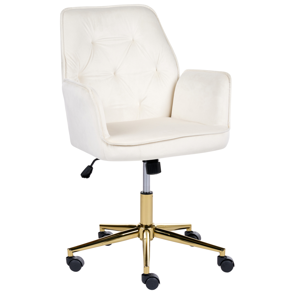 Photos - Chair Beliani Desk  CELARA Velvet White 