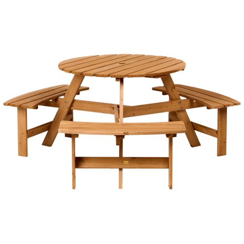 Beliani Picnic Table with Benches CAPARCOTTA Fir Wood Light Brown