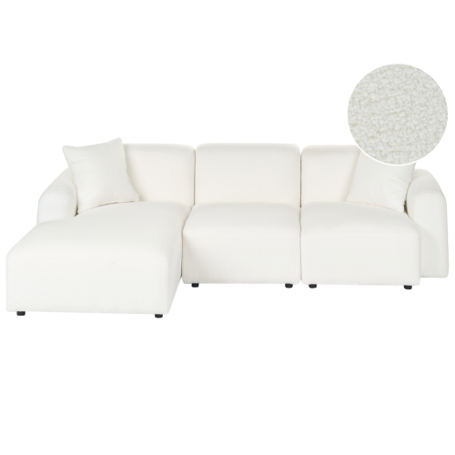 Beliani Modular Corner Sofa 3 Seater HEDE Boucle White Right Hand