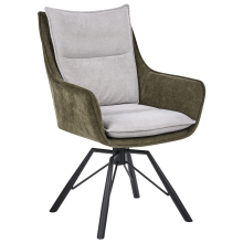 Dining Chair Swivel ANNEBERG Chenille Light Grey/ Dark Green
