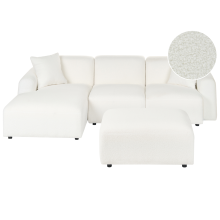 Modular Corner Sofa 3 Seater HEDE with Ottoman Boucle White Right Hand