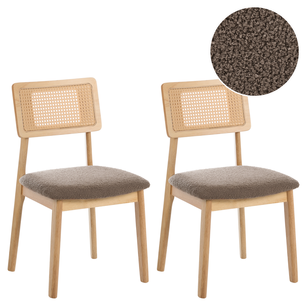 Photos - Chair Beliani Set of 2 Dining  EMBAR Wood Light Brown/ Taupe 