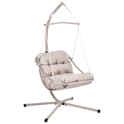 Beliani Hanging Chair with Stand ALGHERO Metal Beige