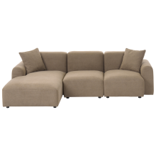 Modular Corner Sofa 3 Seater HEDE Fabric Brown Right Hand