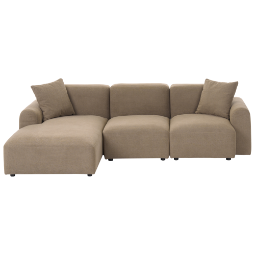 Beliani Modular Corner Sofa 3 Seater HEDE Fabric Brown Right Hand