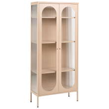 Glass Display Cabinet FOXTON Metal 80 cm Beige