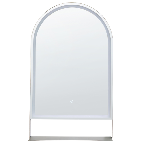 Beliani LED Bathroom Mirror VALOUZE 61 cm 100 cm with Shelf Silver
