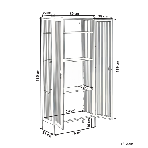 Beliani Glass Display Cabinet GLEORA Metal Black 2