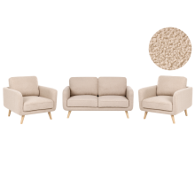 Living Room Set 4 Seater KILJA Boucle Beige
