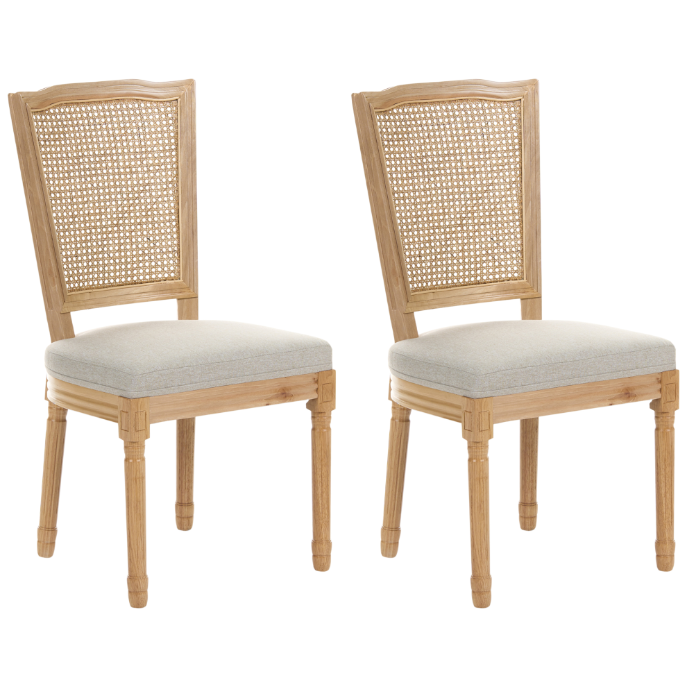 Photos - Chair Beliani Set of 2  BONANZA Wood Light Brown/ Beige Cream,Brown 