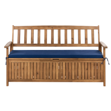 Garden Bench with Cushion SOVANA 160 cm with Storage Acacia Wood Blue