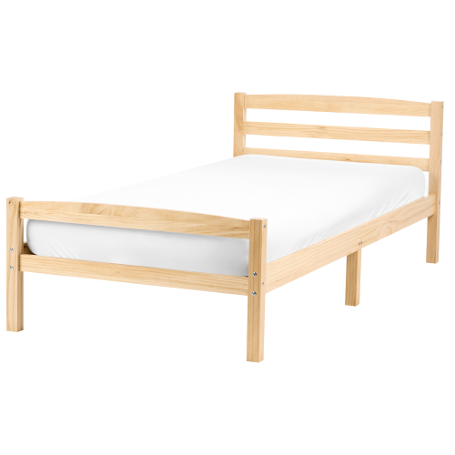 Beliani Bed Pine Wood ECHALLON 90 x 200 cm (EU Single) Light Brown