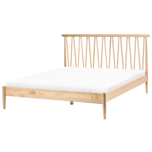 Beliani Bed Pine Wood URDOS 160 x 200 cm (EU King) Light Brown