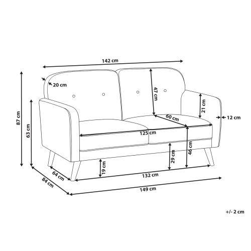 Beliani Sofa 2 Seater ETTRUM Boucle Beige 2