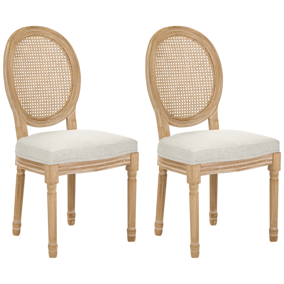 Photos - Chair Beliani Set of 2 NIVLOC Wood Light Brown/ Beige Cream,Brown