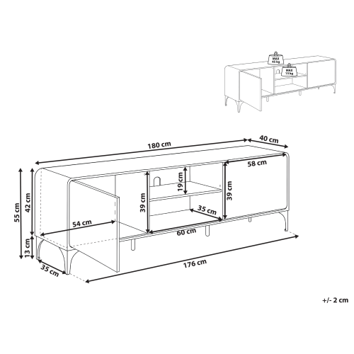 Beliani TV Stand COWELL Dark Brown 2