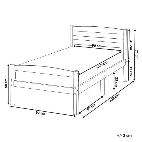 Beliani Bed Pine Wood ECHALLON 90 x 200 cm (EU Single) Light Brown 2