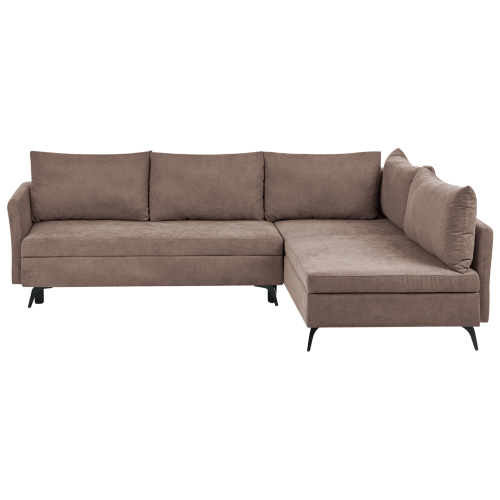 Beliani Corner Sofa Bed 3 Seater KOGE with Storage Fabric Brown Left Hand