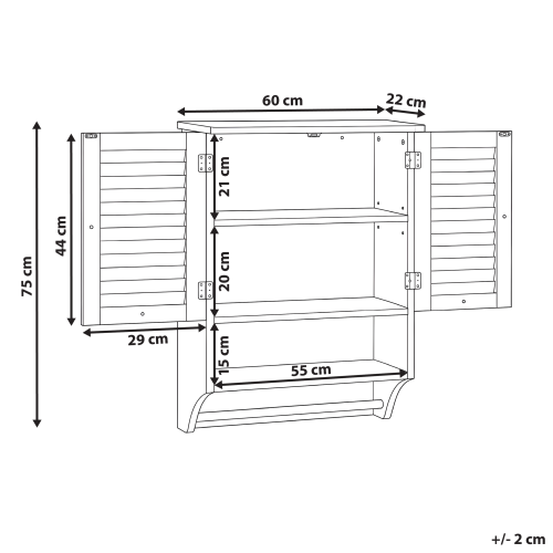Beliani Bathroom Wall Mounted Cabinet SENGUER 60 cm White 2
