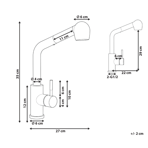 Beliani Kitchen Pull Out Tap WICHABAI Silver 2