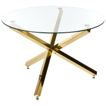Dining Table BUTLER Gold 110 cm 110 cm Tempered Glass