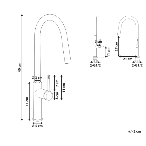 Beliani Kitchen Tap KONASHEN Gold 2