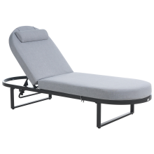Sun Lounger with Cushion RONCOLO Metal Grey