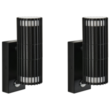 Set of 2 Outdoor Wall Lights ERNAN with Motion Sensor Black