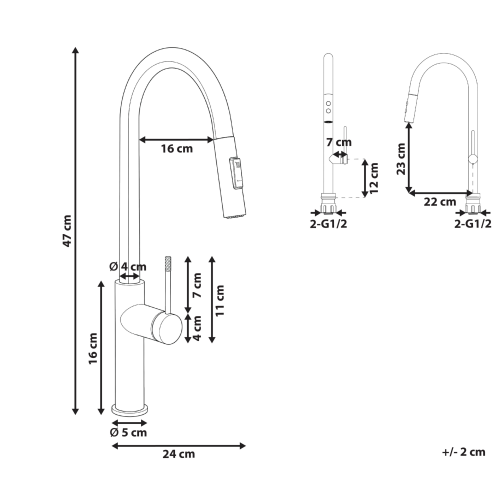 Beliani Kitchen Pull Out Tap PARANAM Gold 2