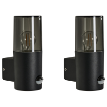 Set of 2 Outdoor Wall Lights ELRICK with Motion Sensor Black