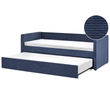 Trundle Bed Corduroy MIMIZAN 90 x 200 cm (EU Single) Navy Blue