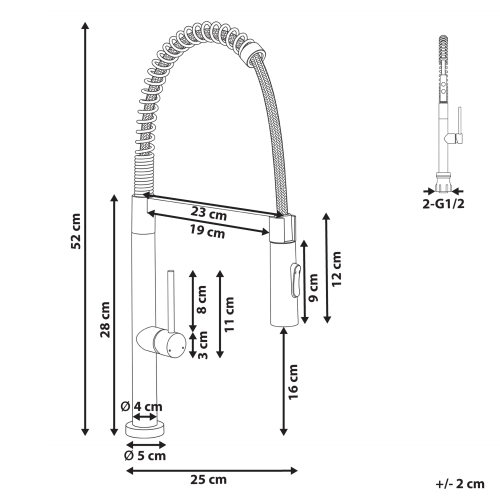 Beliani Kitchen Spring Coil Tap ATCAMA Silver 2