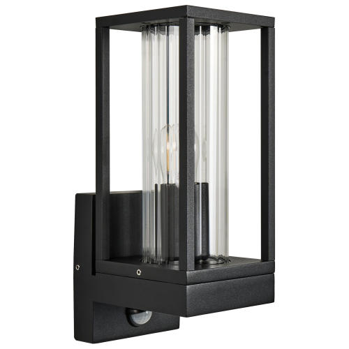 Beliani Outdoor Wall Light EBRIE with Motion Sensor Black