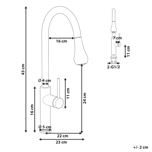 Beliani Kitchen Pull Out Tap NEUQUEN Gold 2