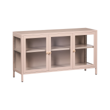 Glass Display Sideboard NEWPORT Metal 115 cm Beige