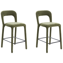 Set of 2 Bar Chairs LAKEVILLE Chenille Green