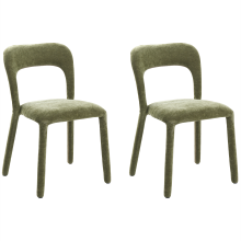 Set of 2 Chairs LAKEVILLE Chenille Green