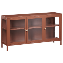 Glass Display Sideboard NEWPORT Metal 115 cm Golden Brown