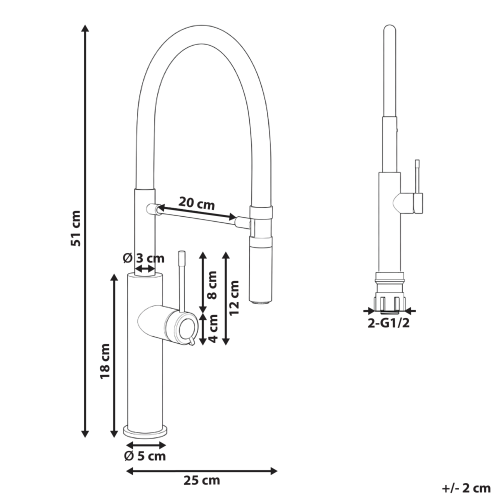 Beliani Kitchen Pull Out Tap ARKHATA Black 2