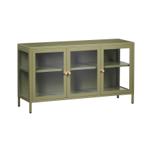 Glass Display Sideboard NEWPORT Metal 115 cm Green