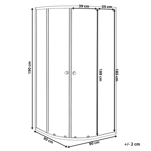 Beliani Shower Enclosure ONELLI 900 x 900 x 1900 mm Silver 2