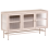 Beliani Glass Display Sideboard DEVON Metal 115 cm Beige 1